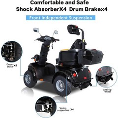 4-Wheel 1000W All-Terrain Electric Powered Mobility Scooter Heavy Duty Scooter