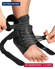 Quick Lace Up Ankle Brace for Women Men with Removable Side Splints, Adjustable