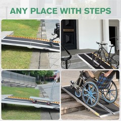 Door Threshold Wheelchair Ramp Folding Non-Slip Aluminum Threshold Ramp for Home