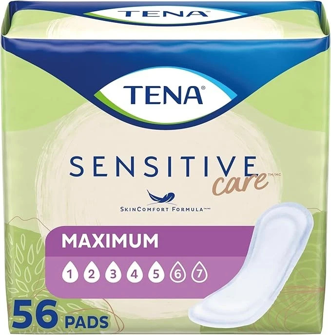 TENA Sensitive Care Maximum Absorbency Incontinence Pad for Women, 56 Count