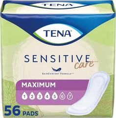 TENA Sensitive Care Maximum Absorbency Incontinence Pad for Women, 56 Count