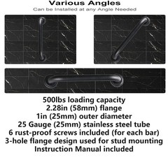 2 Pack Grab Bars 16 Inch, Black Bathroom Handle for Elderly, Stainless Steel :::