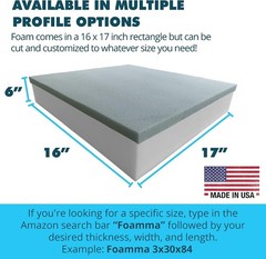 Customizable Gel-Infused Memory Foam Cushion 6″x16″x17″ – Comfortable & Durable
