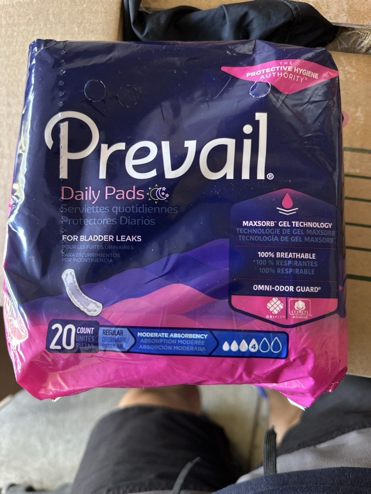 Prevail Daily Pads Moderate Absorbency 20 Count Bladder Leak Protection