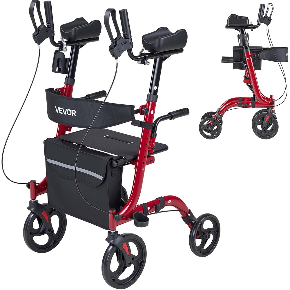 VEVOR Rollator Walker for Seniors Foldable Rolling Walker with PVC Solid Wheels