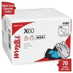WypAll 41083 X60 Cloths, 1/4 Fold, 12 1/2 x 10, White, 70 per Pack (Case of 8