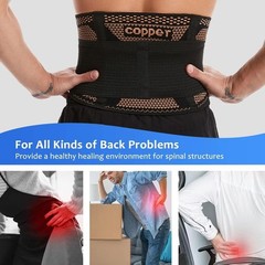 Waist Support Brace Belt Copper Lumbar Lower Back Pain Relief For Men Women US