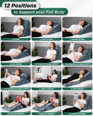 Lunix 3pcs Orthopedic Bed Wedge Pillow Set, Post Surgery Aloe Vera Memory Foa…