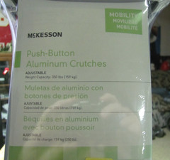 Set of McKesson Push-Button Adjustable Aluminum Crutches – Tall Adult (New)