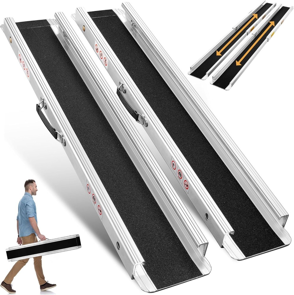 6FT Portable Wheelchair Ramp, Adjustable Aluminum Ramps for Wheelchairs 1200LB