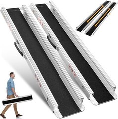 6FT Portable Wheelchair Ramp, Adjustable Aluminum Ramps for Wheelchairs 1200LB