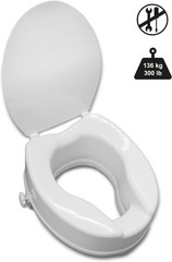 Raised Toilet Seat with Lid for Elderly 4″ High, Fits Round and Elongated up …