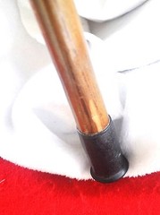 WOOD CANE WITH ELEVEN (11 ) HAND PAINTED ENAMEL METAL BADGE’S (GERMANY )