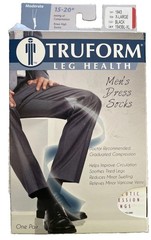 Truform Men’s mmHg 15-20 Compression Knee High Dress Socks X-Large Black