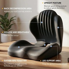 Memory Foam Seat Cushion with Back Support, Orthopedic Tailbone Pain Relief Cush