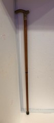Vintage Wood & Solid Brass Derby Scroll Cane Walking Stick 35″ # 7196