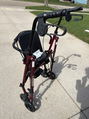 Medline Steel Rollator, 6” Wheels, 350-lb. Weight Capacity, Burgundy