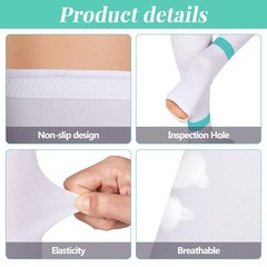2 Pairs Hose Compression Stockings for Women Men Anti Large, Green Stripe