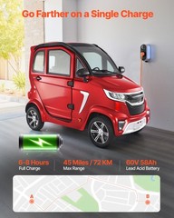 VEVOR 4-Wheel Enclosed Mobility Scooter for Seniors 660lbs Capacity 3-Seater