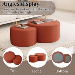 Bshomgi Nesting Coffee Table Set Of 2 Upholstered Round Corduroy Circle Foam