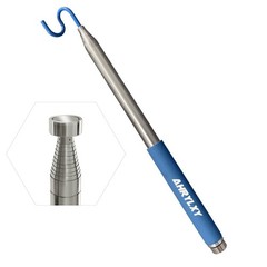 10 FT Telescoping Pickup Tool Magnetic Pole with Hook, Telescopic Push Pull R…