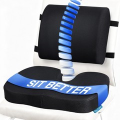 Memory Foam Seat Cushion & Lumbar Support Pillow for Office, Car, Wheelchair – P