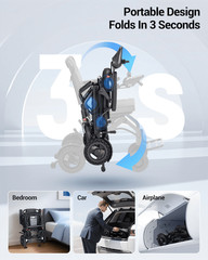 Lightweight Foldable Power Electric Wheelchair 18.5″ Wide Seat Airline Approve