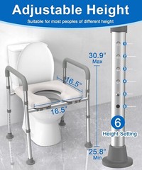 Raised Toilet Seat w/Handles & Riser w/Adjustable Height & Width 400lb Elevated