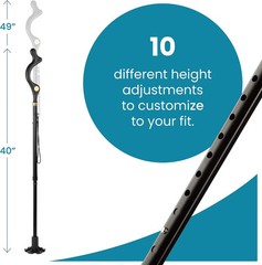 Adjustable 40 Inch Black Walking Cane Comfortable Lightweight Travel Walking …
