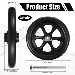 4 Pack 8 Inch Solid Rollator Walker Replacement Wheels Anti-Slip Quiet