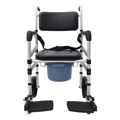 Foldable Shower Chair w/Wheels, Aluminum Alloy Height Adjustable Shower Chair