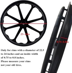 (1 Pair) Wheelchair Rear Wheel Replacement Tire Wheelchair Tire 24 X 1 Ungive
