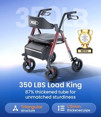 Walkers for Seniors, Z21 Rollator Walker with Seat Supports 350lb, 8″ Big Whe…