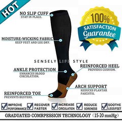 Calf High Compression Sock 15-20 Black Beige S-XXL Soft Uniform Dress Daily Wear