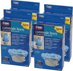 Carex Commode Liners Holds 2 Quarts Liquid, 4 Packs of 7 ea, 28 Count
