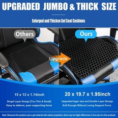 20″ Gel Seat Cushion for Long Sitting Jumbo Thick – 20×19.7×1.95inch, Black