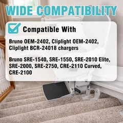 2402 Stair Lift Charger Compatible with Bruno Stair SRE-1540, SRE-1550, SRE-2000