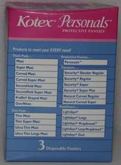 VINTAGE KOTEX PERSONALS 3 DISPOSABLE PROTECTIVE PANTIES SIZE 5 6 7 1994 NEW NOS