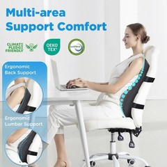Teemour High Back Support Pillow for Office Chair, Fully Long Back, Dark Grey