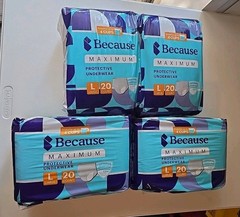 Because Maximum Incontinence Underwear for Men, L, 80 Count, Grey