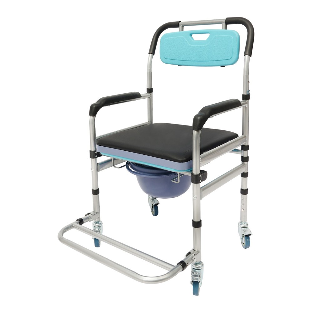 Elderly Shower Chair With Wheels Foldable Commode Chair Toilet Chair 330.69lbs