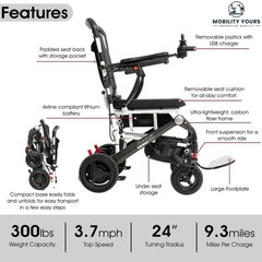 Jazzy Carbon Travel Lightweight Foldable Electric Wheelchair | up to 3.7 mph…