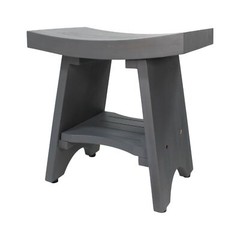 CoastalVogue 18 inch, Lunar Gray, Teak Shower Bench, Teak Bench for Shower, T…