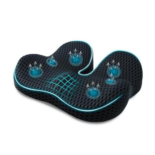 Ergonomic Memory Foam Seat Cushion Hemorrhoid Pillow for Hip Sciatica and Black