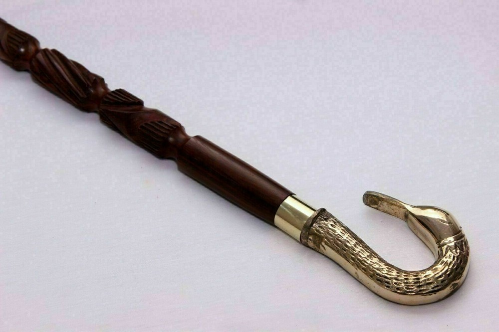 Gentlemen Walking Stick Swan Chrome Eagle Head Handle Brass Metal Cane