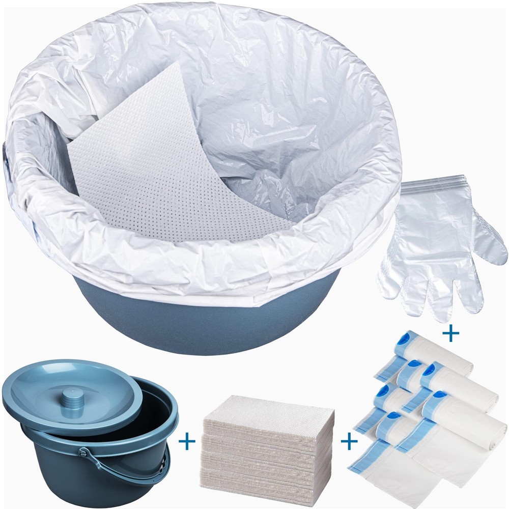 Commode Bucket with Liners and Absorbent Pads Commode Bucket Replacement Uni…