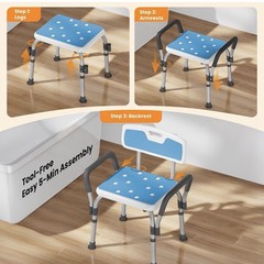 Shower Chair for Inside Shower with Arms and Back, 500 lbs Heavy Duty Shower …