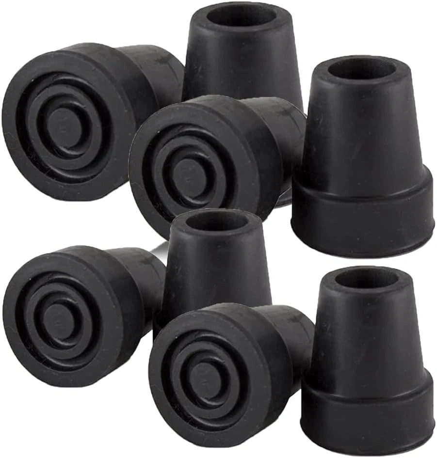 Skymed Sky Med 1/2 Inch Shaft Small Base Quad Cane Replacement Tip Black 8 Count
