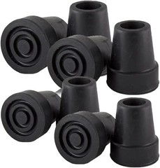 Skymed Sky Med 1/2 Inch Shaft Small Base Quad Cane Replacement Tip Black 8 Count