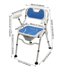 Folding Shower Chair with Arms and Back for Seniors Handicap Disabled Blue US